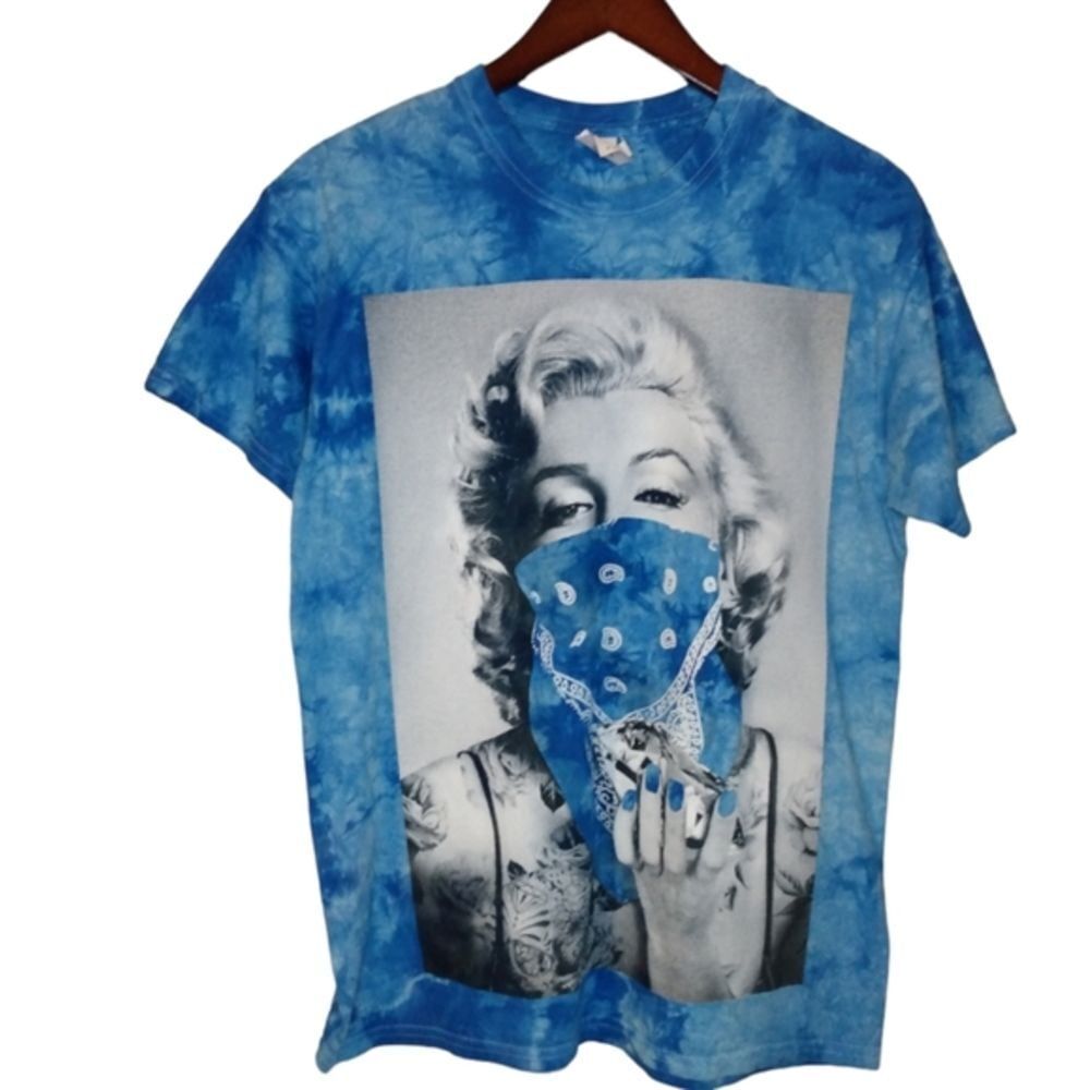 Marilyn Monroe Blue Tie Dye Graphic Tee size Medium - Picture 3 of 6